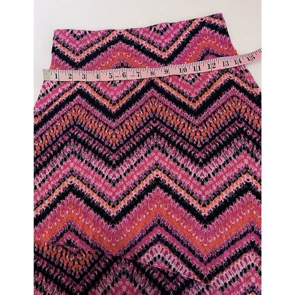 New Directions Maxi Skirt Size M Pull On Pink Multicolor Chevron Print READ - Picture 6 of 11